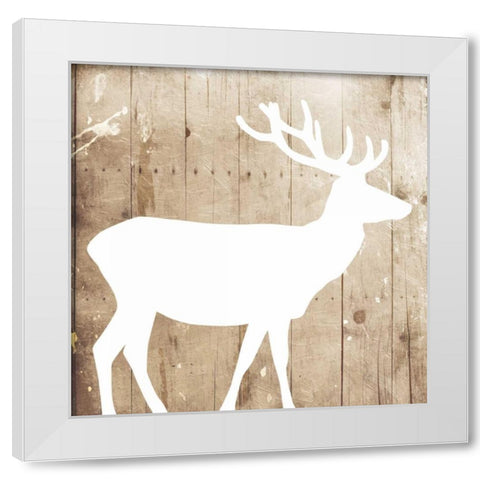 White On Wood Deer White Modern Wood Framed Art Print by Grey, Jace