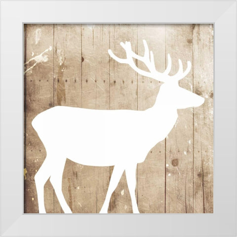 White On Wood Deer White Modern Wood Framed Art Print by Grey, Jace