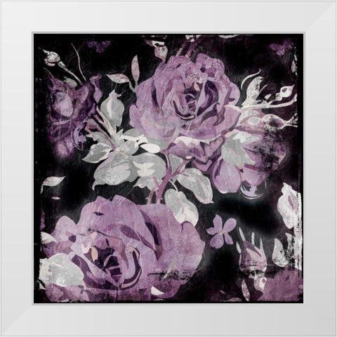 Purp Flowers White Modern Wood Framed Art Print by Grey, Jace