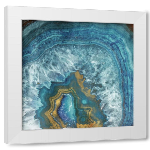 Gold Blue Flow White Modern Wood Framed Art Print by Grey, Jace