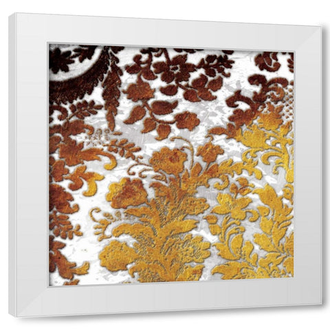 Gold Floral Stamp White Modern Wood Framed Art Print by Grey, Jace