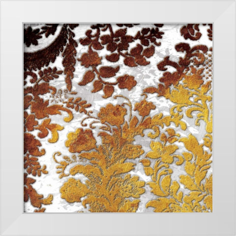 Gold Floral Stamp White Modern Wood Framed Art Print by Grey, Jace