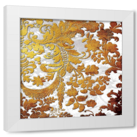 Gold Floral Stamp Two White Modern Wood Framed Art Print by Grey, Jace