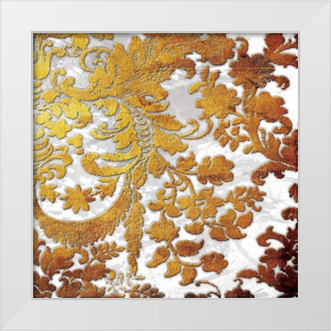 Gold Floral Stamp Two White Modern Wood Framed Art Print by Grey, Jace