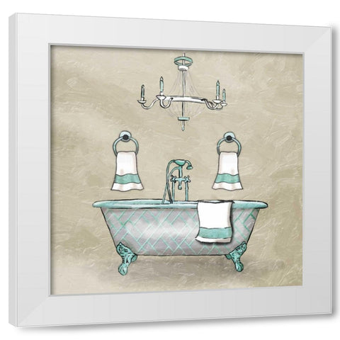 Teal Calm Bath White Modern Wood Framed Art Print by Grey, Jace