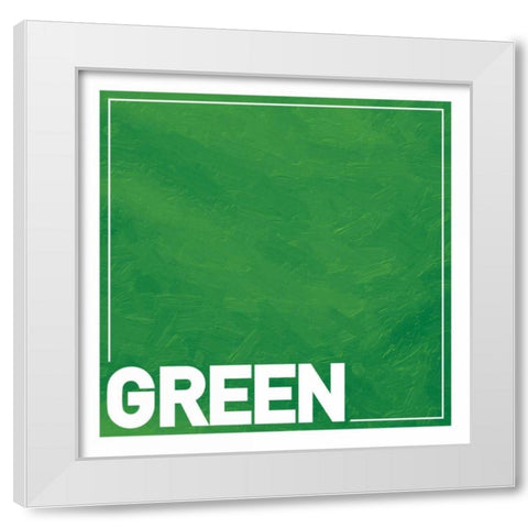 Green Square White Modern Wood Framed Art Print by Grey, Jace