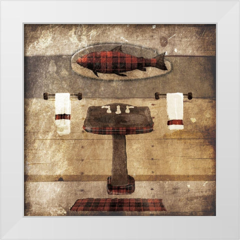 Cabin Trout White Modern Wood Framed Art Print by Grey, Jace