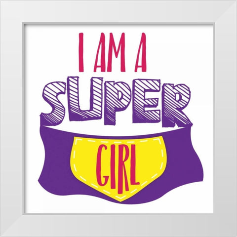 Super Girl White Modern Wood Framed Art Print by Grey, Jace