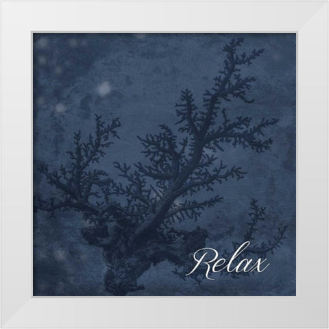 Blue Water Coral Relax White Modern Wood Framed Art Print by Grey, Jace