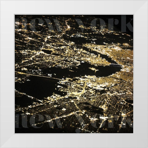 New York Gold City White Modern Wood Framed Art Print by Grey, Jace