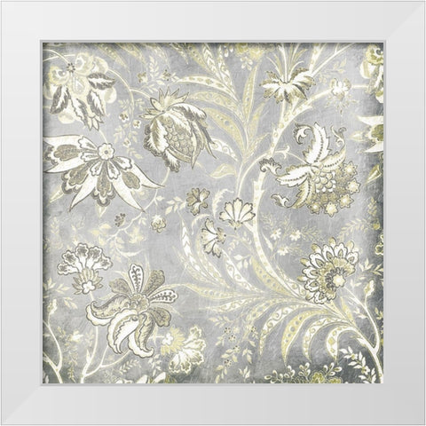 Grey Flower Pattern White Modern Wood Framed Art Print by Grey, Jace