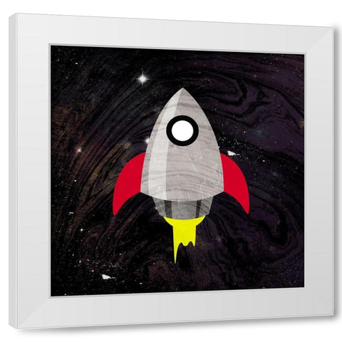 Spaceship Adventure White Modern Wood Framed Art Print by Grey, Jace