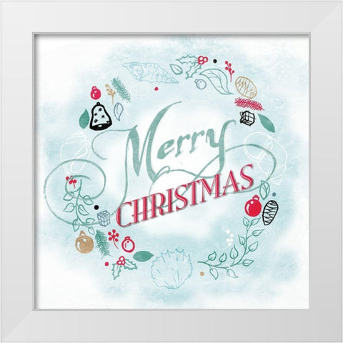 Coastal Christmas Wreath White Modern Wood Framed Art Print by Grey, Jace