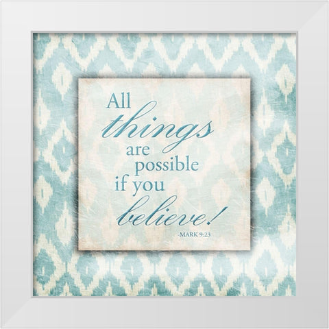 Believe Light Blue White Modern Wood Framed Art Print by Grey, Jace