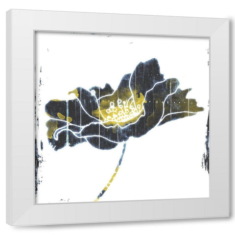 Flower With Blue Yellow White Modern Wood Framed Art Print by Grey, Jave