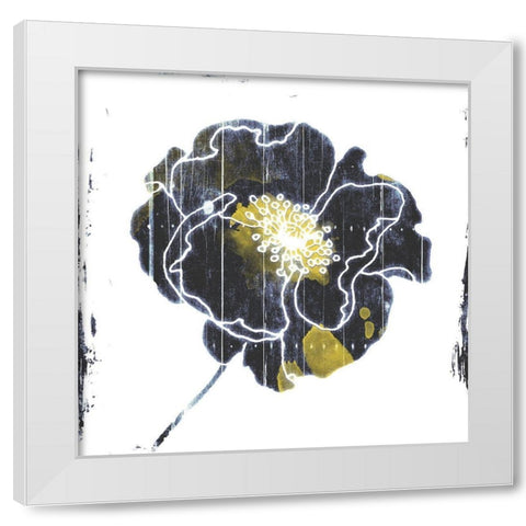 Flower With Blue Yellow Mate White Modern Wood Framed Art Print by Grey, Jave