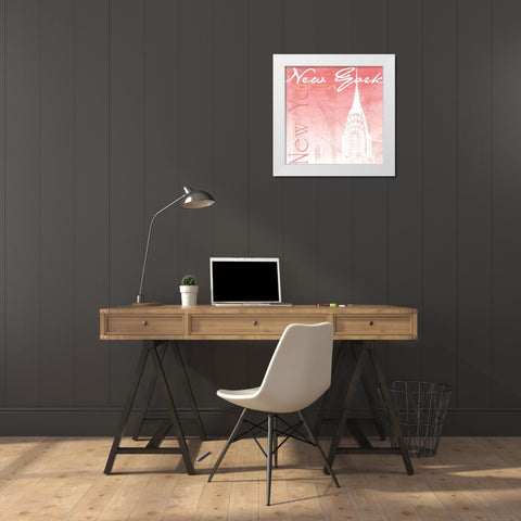 Blush NY Mate White Modern Wood Framed Art Print by Grey, Jace