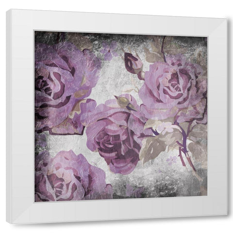 Purple Grey Flowers White Modern Wood Framed Art Print by Grey, Jace