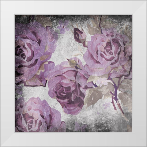 Purple Grey Flowers White Modern Wood Framed Art Print by Grey, Jace