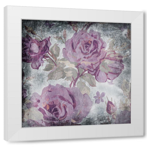 Purple Grey Flowers Mate White Modern Wood Framed Art Print by Grey, Jace