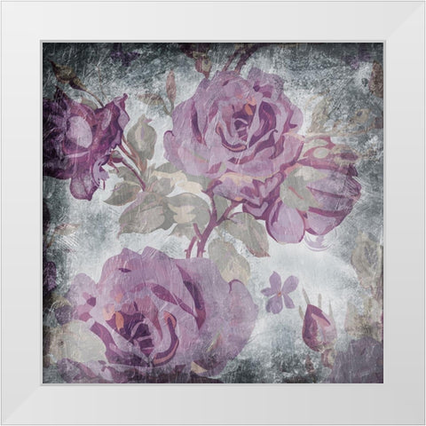 Purple Grey Flowers Mate White Modern Wood Framed Art Print by Grey, Jace