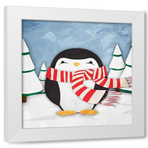 Happy Penguin White Modern Wood Framed Art Print by Grey, Jace