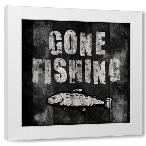 Gone Fishing White Modern Wood Framed Art Print by Grey, Jace