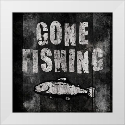Gone Fishing White Modern Wood Framed Art Print by Grey, Jace