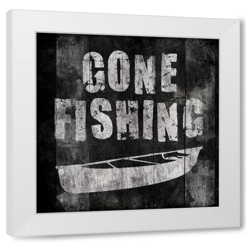 Gone Fishing Again White Modern Wood Framed Art Print by Grey, Jace