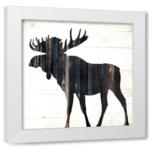 Wood On Wood Moose White Modern Wood Framed Art Print by Grey, Jace