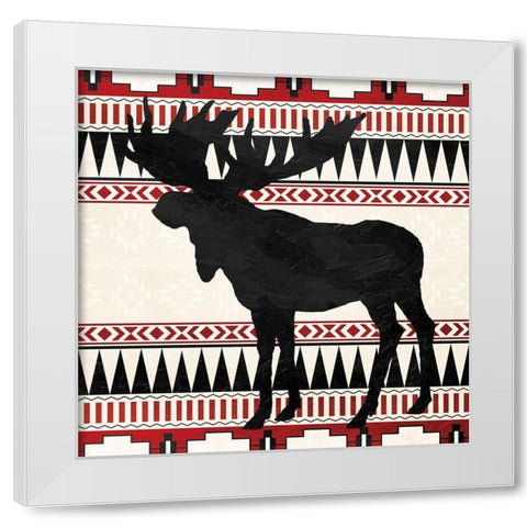 Aztec Moose Red White Modern Wood Framed Art Print by Grey, Jace