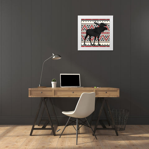 Aztec Moose Red Mate White Modern Wood Framed Art Print by Grey, Jace