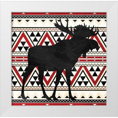 Aztec Moose Red Mate White Modern Wood Framed Art Print by Grey, Jace