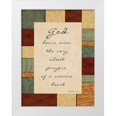 God Hears White Modern Wood Framed Art Print by Grey, Jace