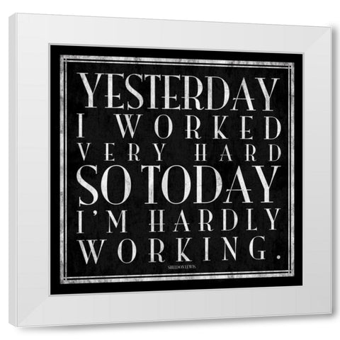 Hardly working White Modern Wood Framed Art Print by Grey, Jace