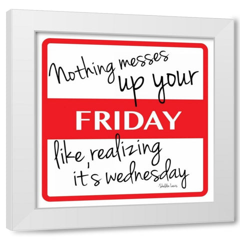 Friday White Modern Wood Framed Art Print by Grey, Jace