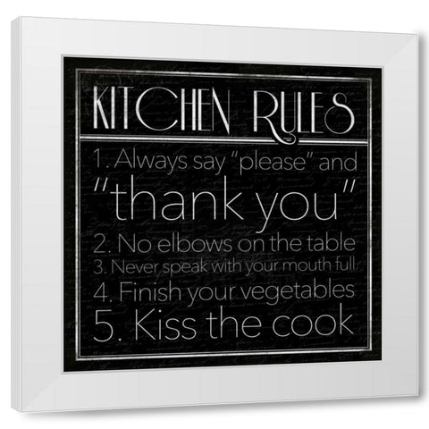 Kitchen Rules White Modern Wood Framed Art Print by Grey, Jace