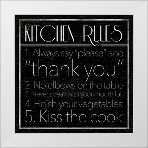 Kitchen Rules White Modern Wood Framed Art Print by Grey, Jace
