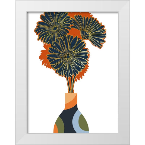 Pop Daisies White Modern Wood Framed Art Print by Keith, Jesse