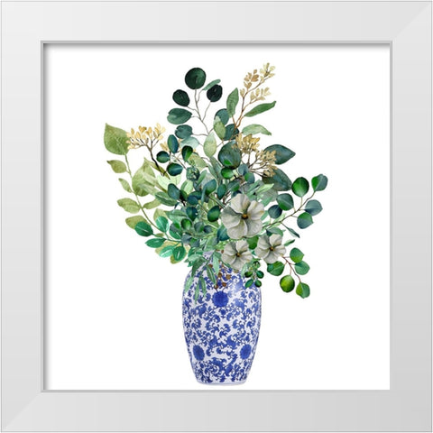 Paisley Leaves White Modern Wood Framed Art Print by Keith, Jesse