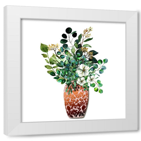 Orange Paisley 2 White Modern Wood Framed Art Print by Keith, Jesse