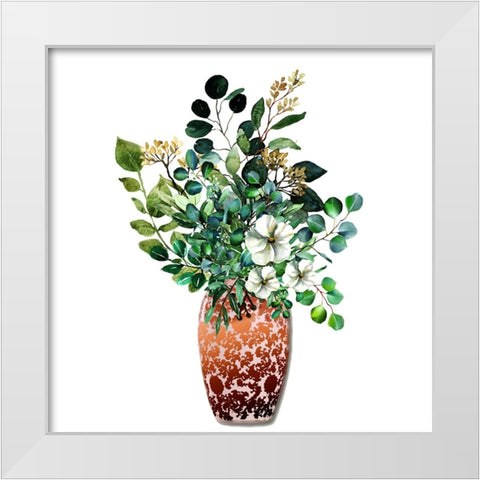 Orange Paisley 2 White Modern Wood Framed Art Print by Keith, Jesse