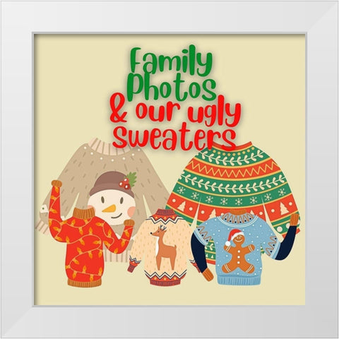 Ugly Sweaters White Modern Wood Framed Art Print by Keith, Jesse
