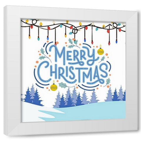 Merry Christmas White Modern Wood Framed Art Print by Keith, Jesse