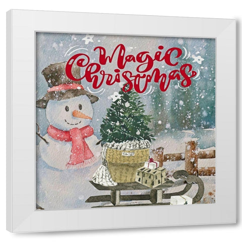 Snowman White Modern Wood Framed Art Print by Keith, Jesse