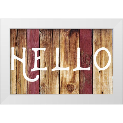 Hello White Modern Wood Framed Art Print by Matic,Jelena