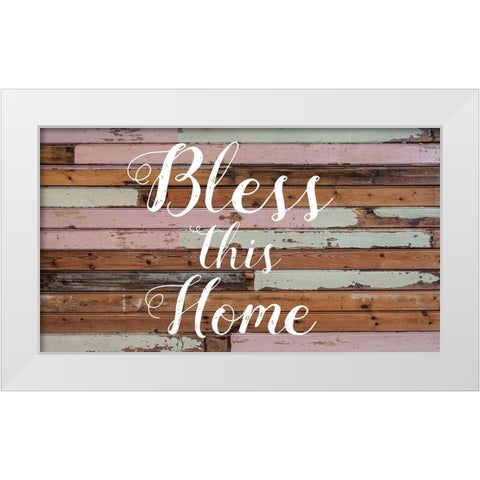 Bless This Home Barnwood White Modern Wood Framed Art Print by Matic, Jelena
