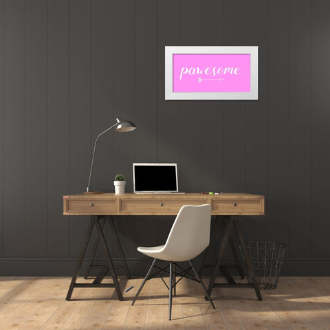 Pawesome Pink White Modern Wood Framed Art Print by Matic,Jelena
