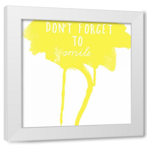 Yellow Smile White Modern Wood Framed Art Print by Matic, Jelena