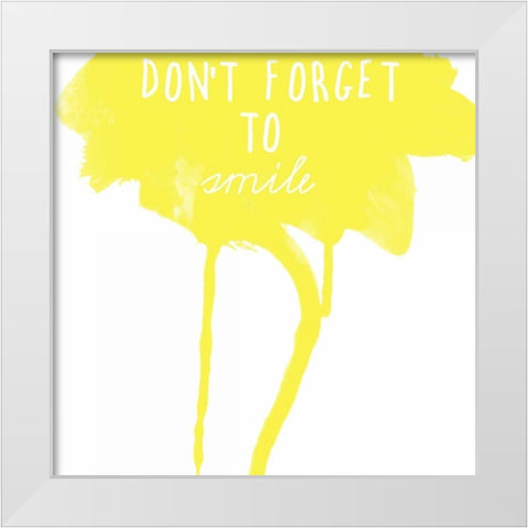 Yellow Smile White Modern Wood Framed Art Print by Matic, Jelena